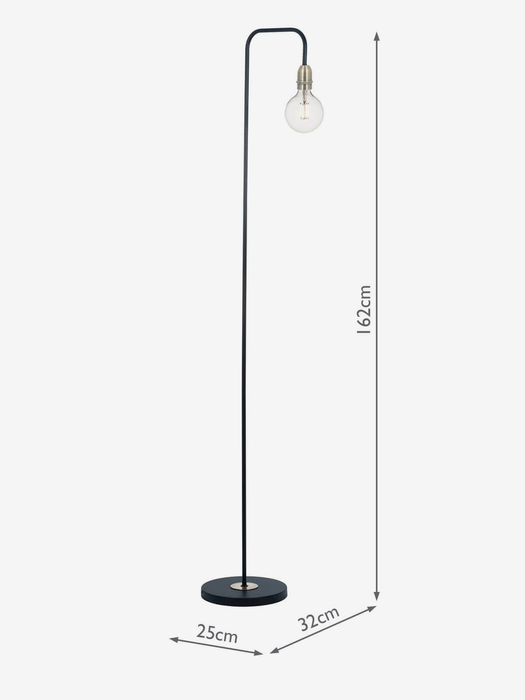 Dar Lighting Kiefer floor lamp in black with antique brass (British brand)