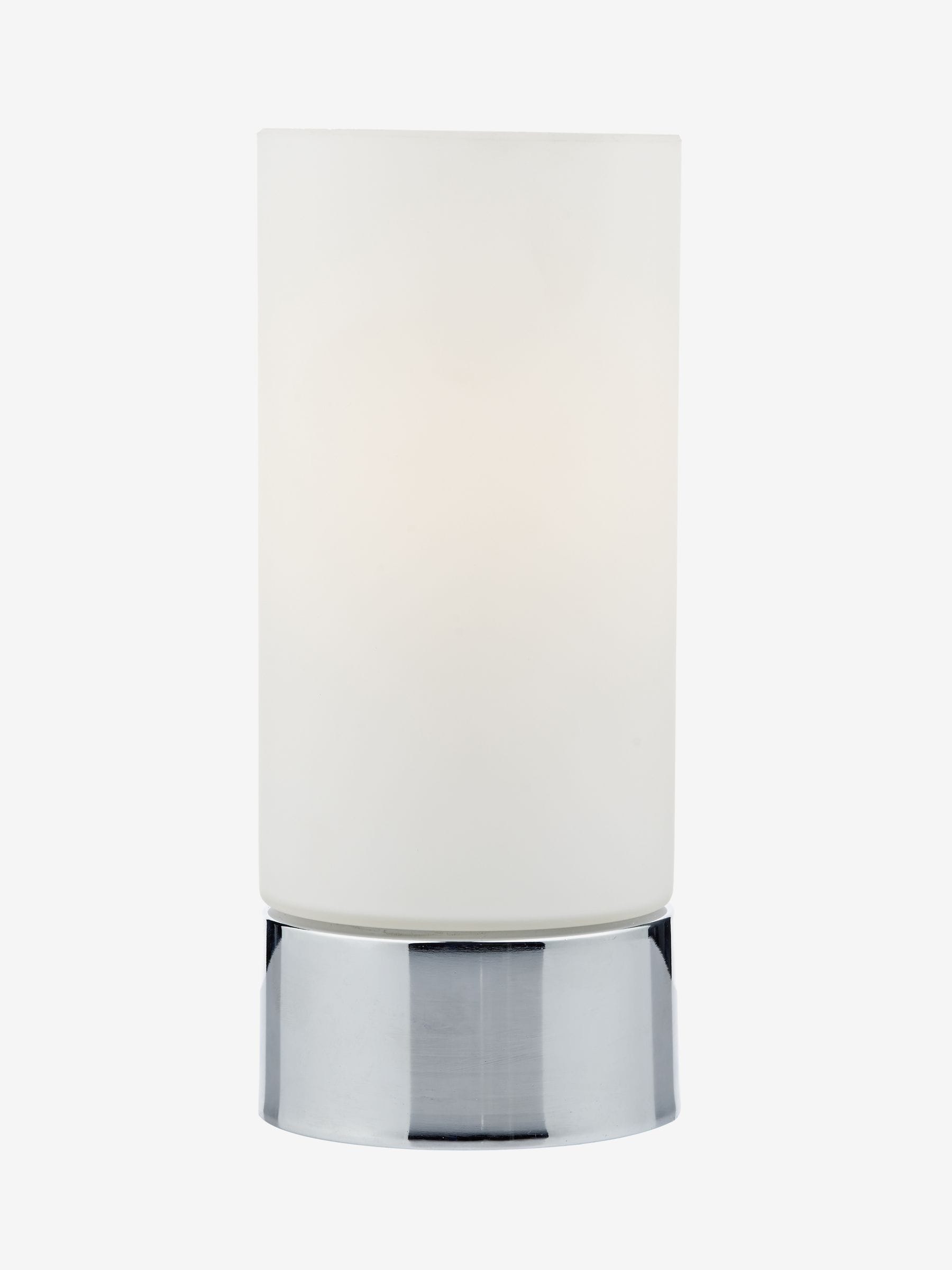 Dar Lighting Jot touch table lamp with opal glass shade, imported from the UK