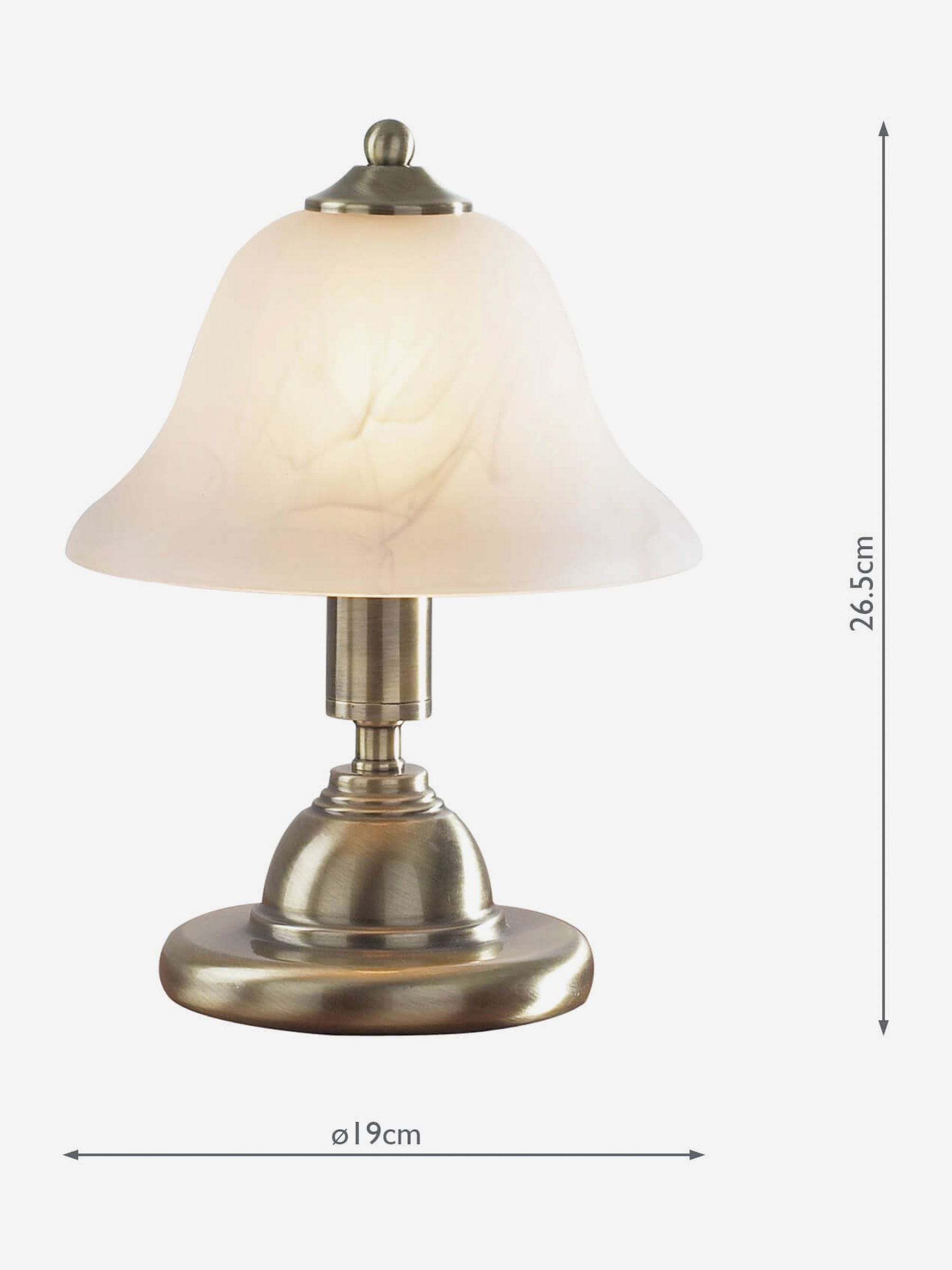 Dar Lighting brass Gloucester touch table lamp, imported from the UK