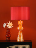 Dar Lighting Rheneas table lamp red confetti glass (British brand)