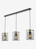 Dar Lighting Black Tatum 3 light bar pendant, imported from the UK
