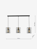 Dar Lighting Black Tatum 3 light bar pendant, imported from the UK