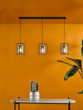 Dar Lighting Black Tatum 3 light bar pendant, imported from the UK