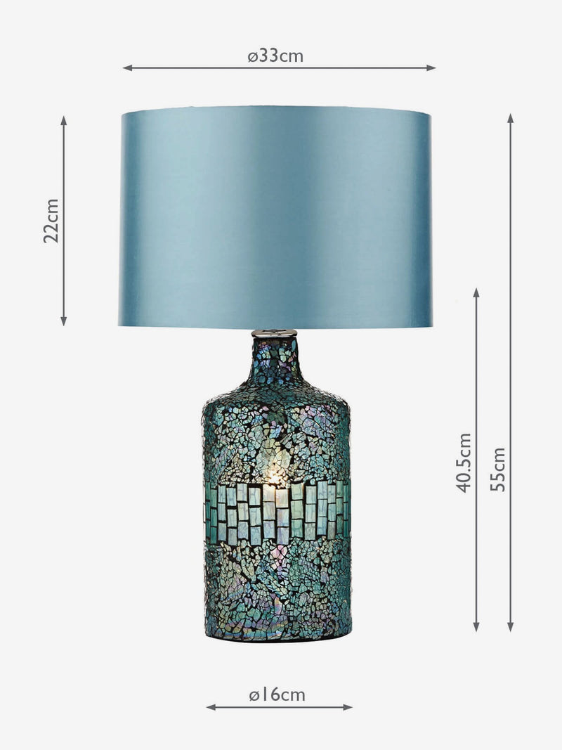 Dar Lighting Blue Guru mirror mosaic table lamp (British brand)