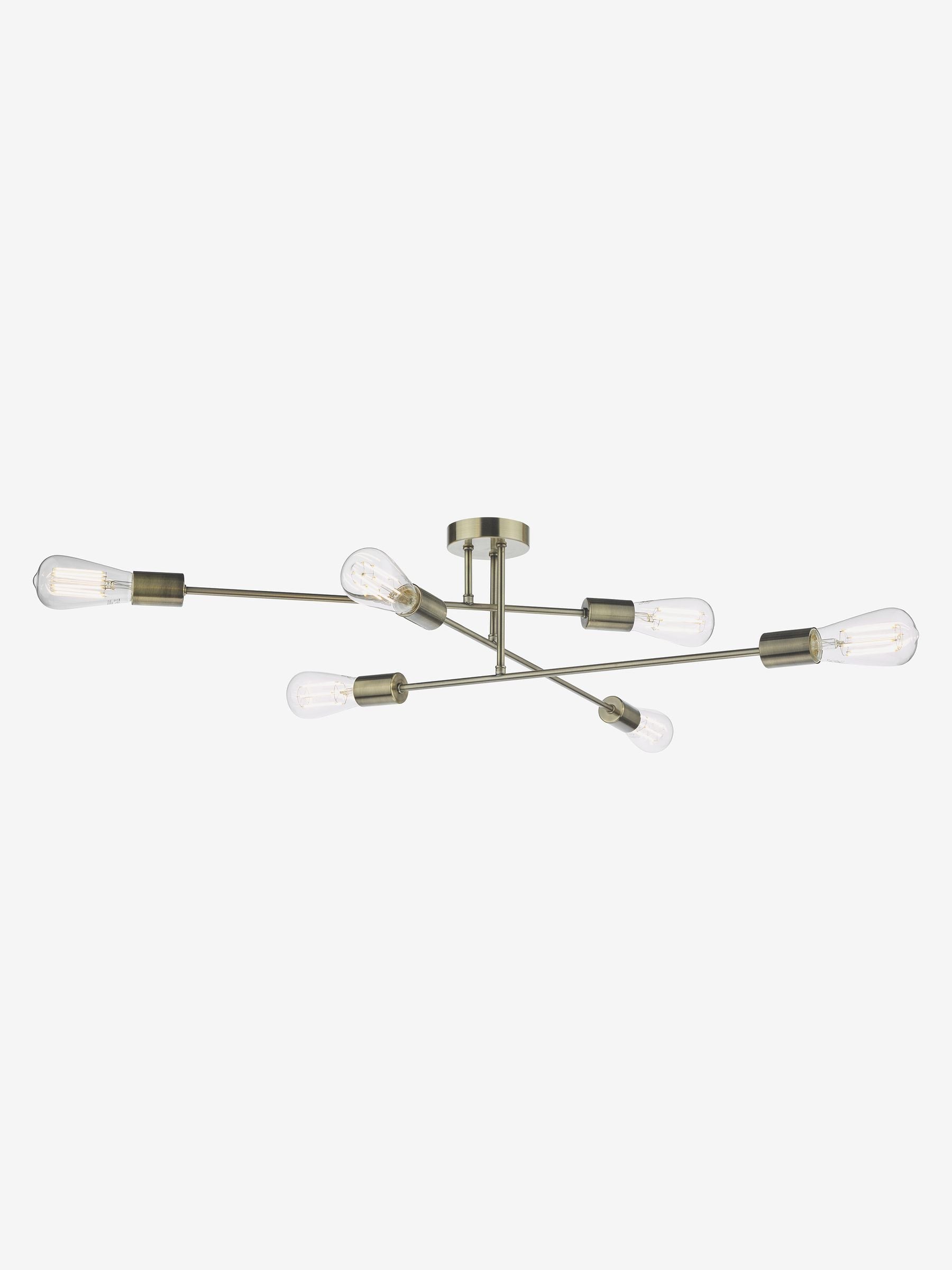 Dar Lighting Neve 6-light flush ceiling light antique brass - British product