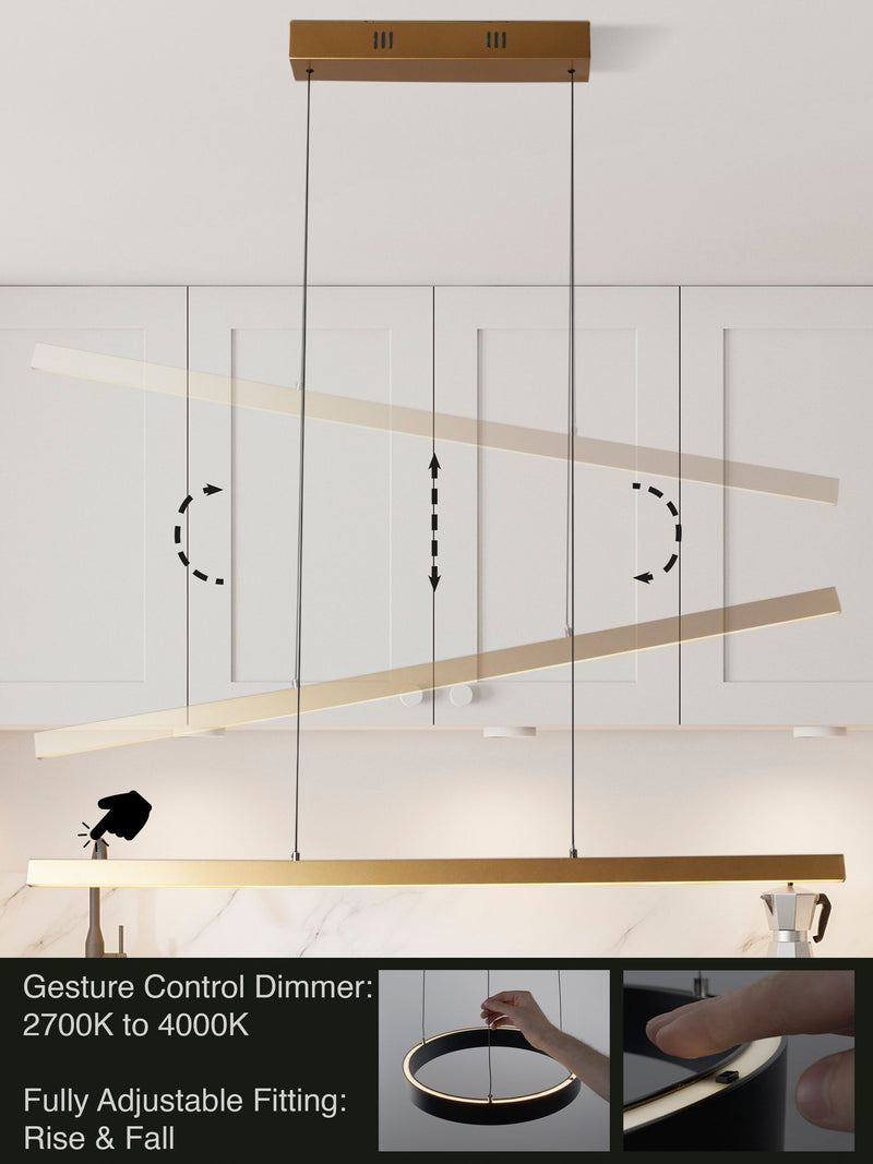 Searchlight Gold Stella gesture control bar pendant light - British product