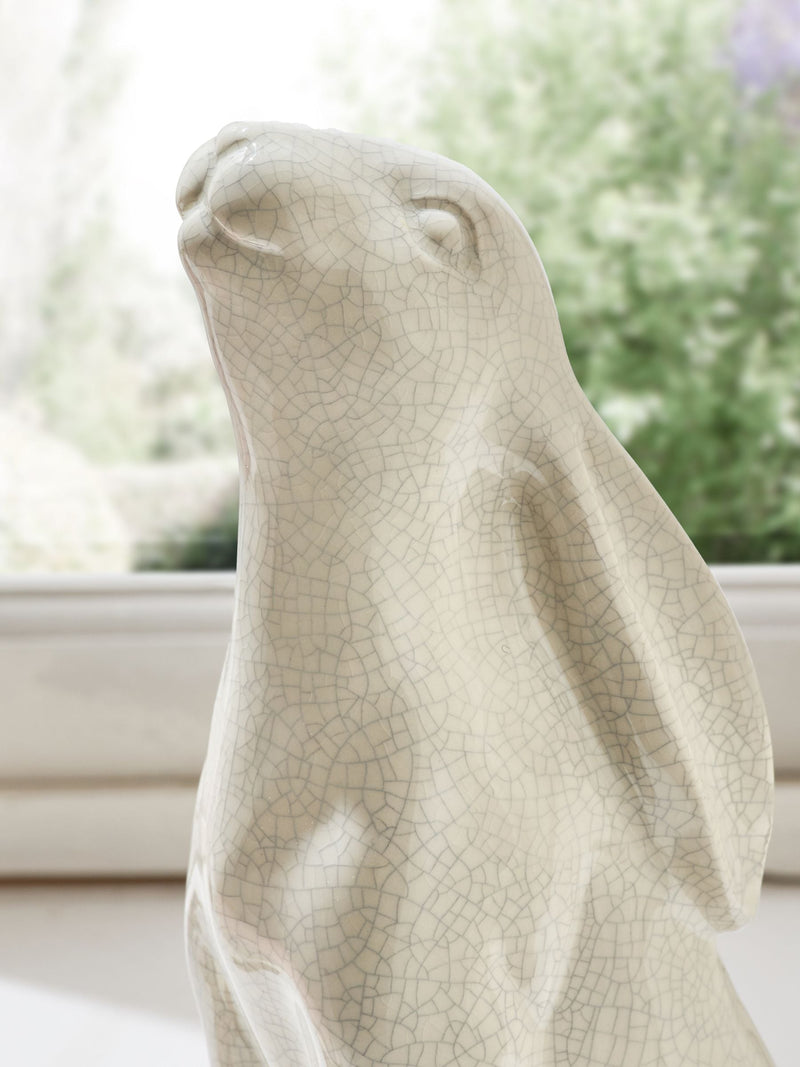 White ceramic hare ornament 25cm, imported from the UK