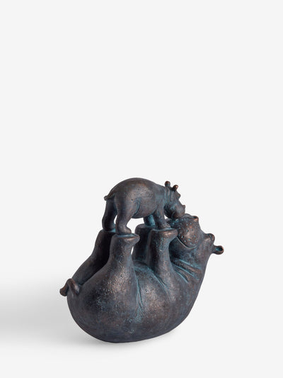 Next Bronze Hattie and Henry Hippo Kissing Home Decor Ornament 24cm- Buy online at McGrocer