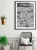 Sketchbook Design Cumbria landmarks wall art print A4 frame - British product