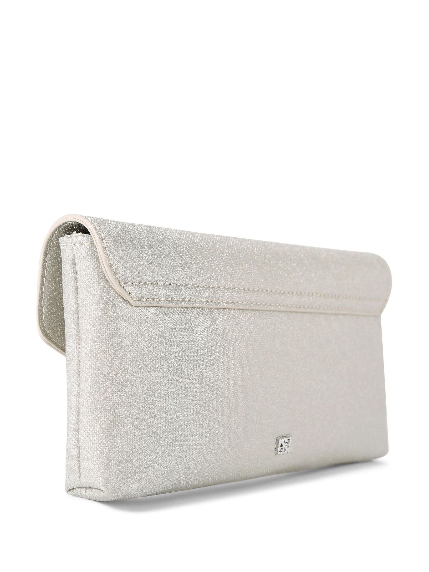 KG Kurt Geiger silver envelope clutch bag imported from the UK