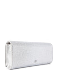 KG Kurt Geiger Baily silver microsuede clutch bag, UK version