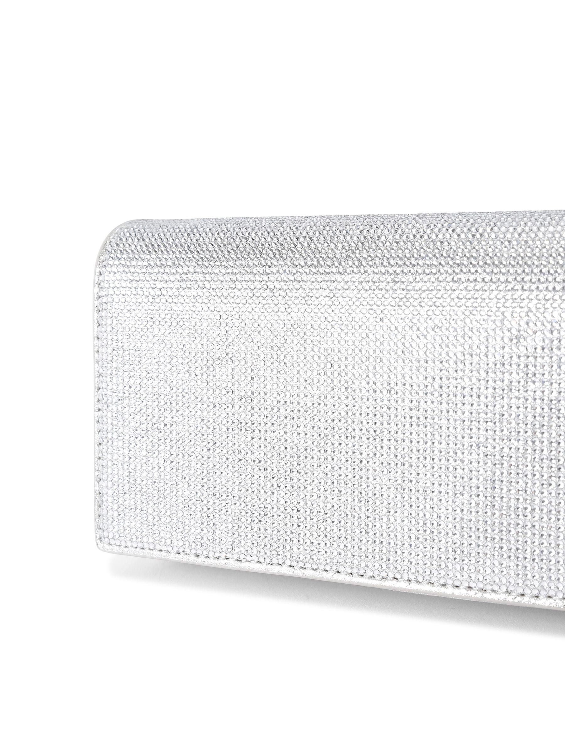 KG Kurt Geiger Baily silver microsuede clutch bag, UK version