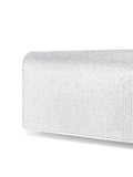 KG Kurt Geiger Baily silver microsuede clutch bag, UK version