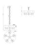 Black Hudson 5-light chandelier with brass accents, imported from the UK