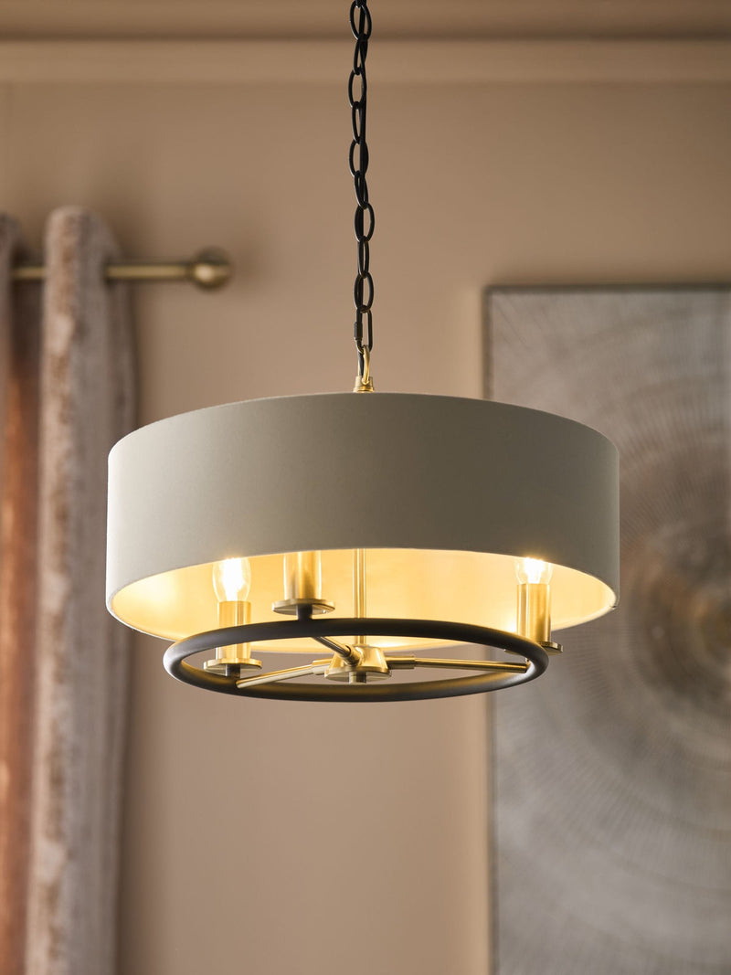 Hudson 3 light chandelier with black and brass accents (British brand)