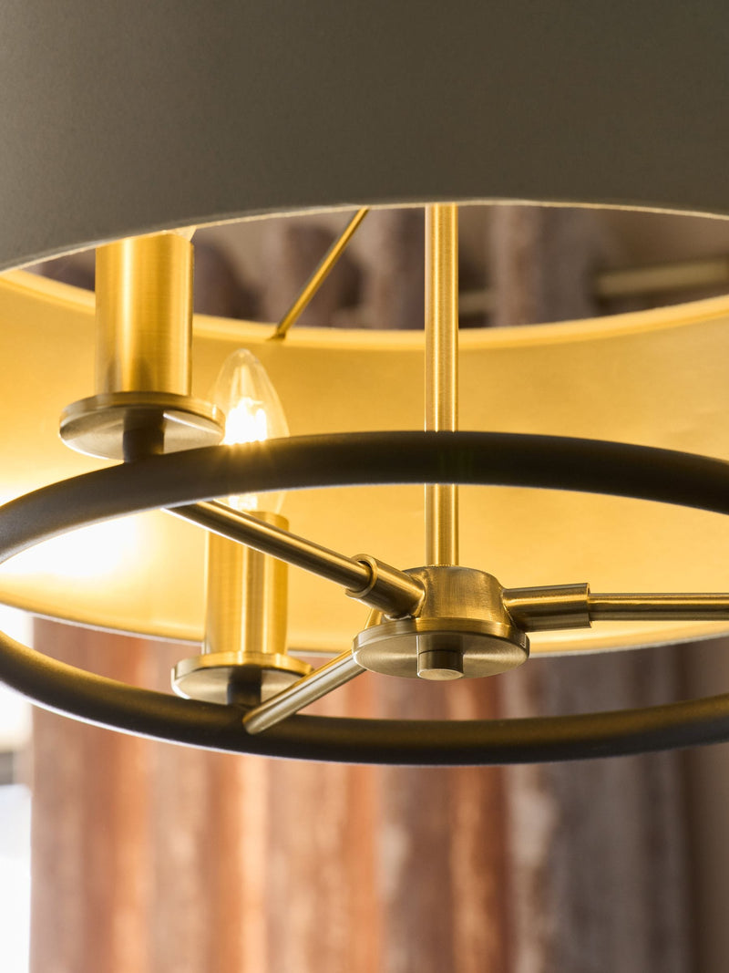Hudson 3 light chandelier with black and brass accents (British brand)