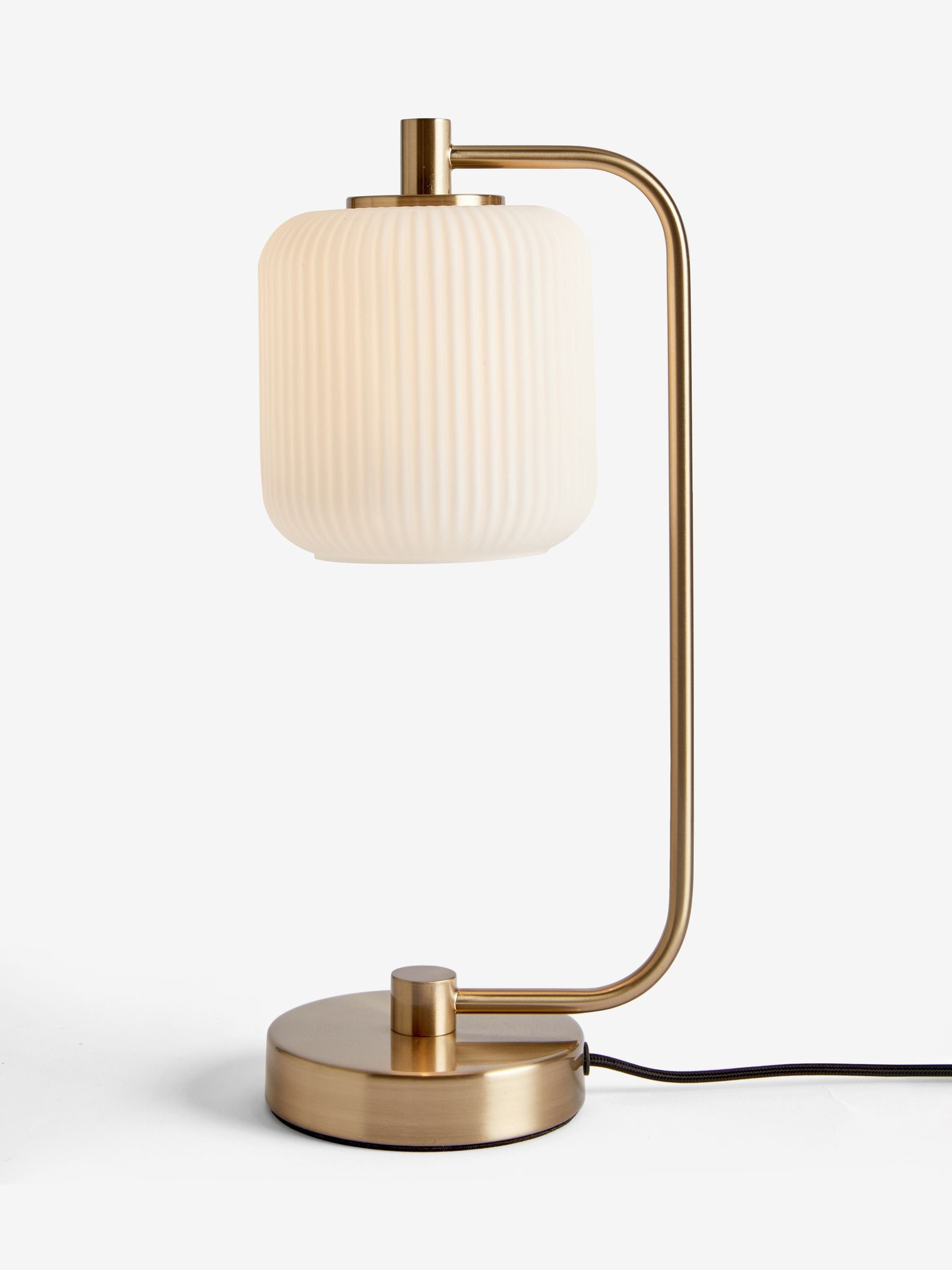 Brass Ryker touch table lamp opal glass 37cm (British brand)