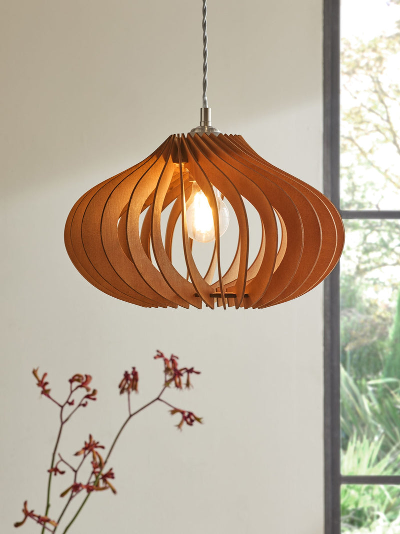 Anders dark twist ceiling light shade wood (British brand)