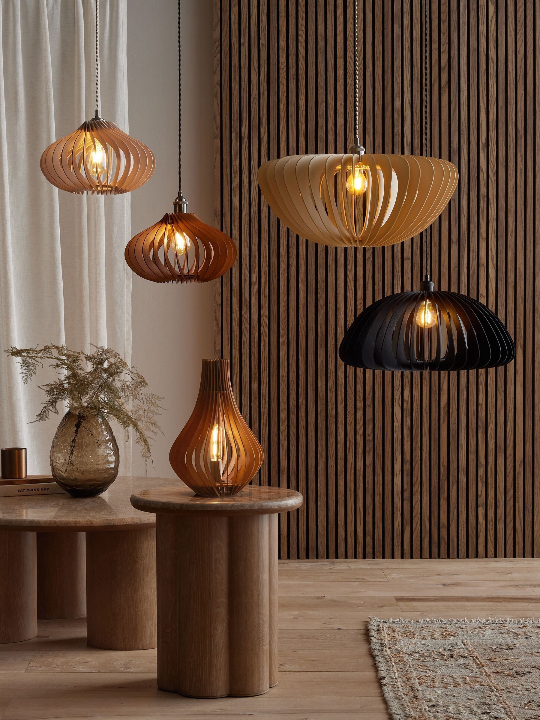Anders dark twist ceiling light shade wood (British brand)