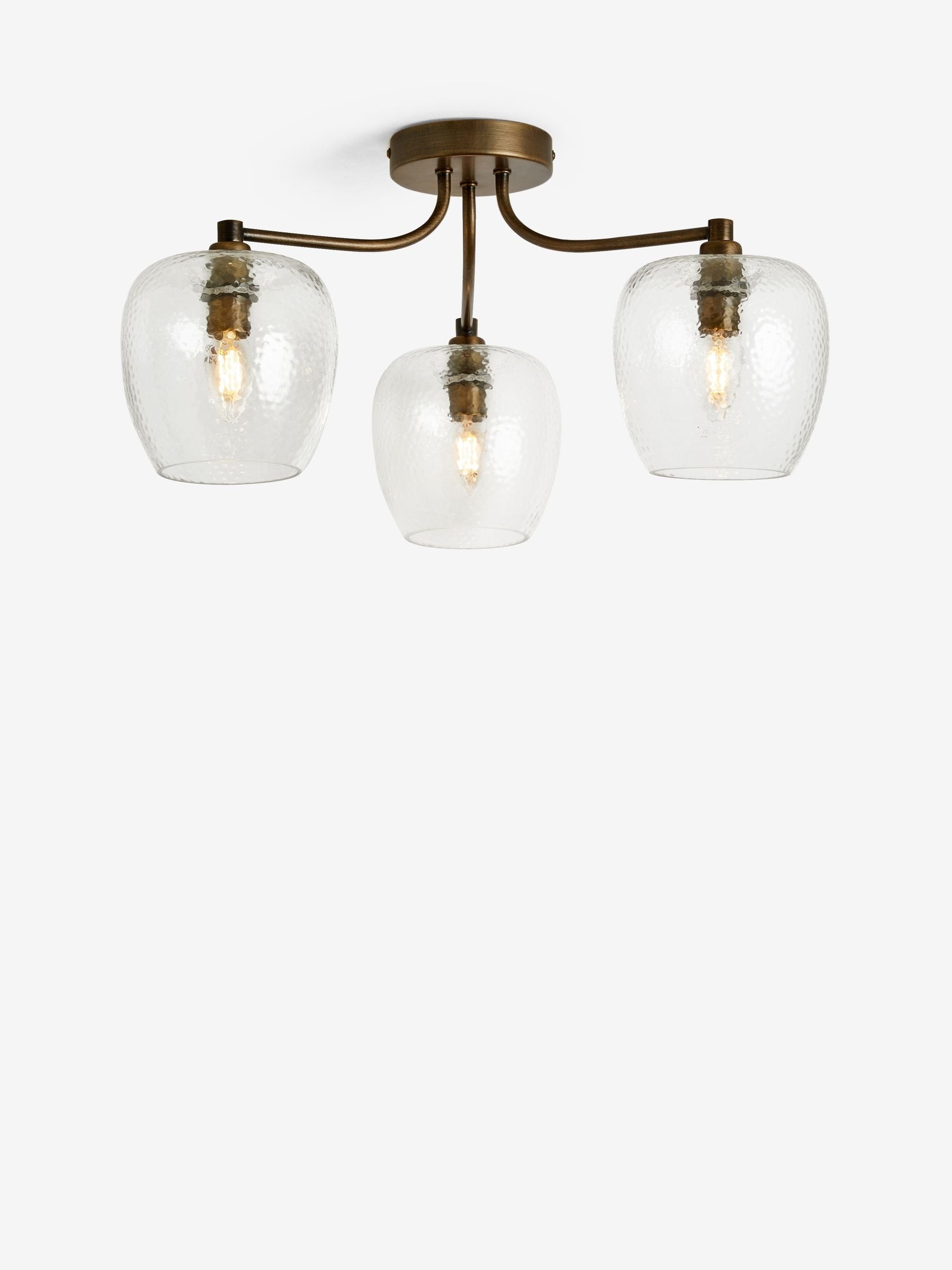 Brass Chester 3 light flush ceiling light 55cm (British brand)