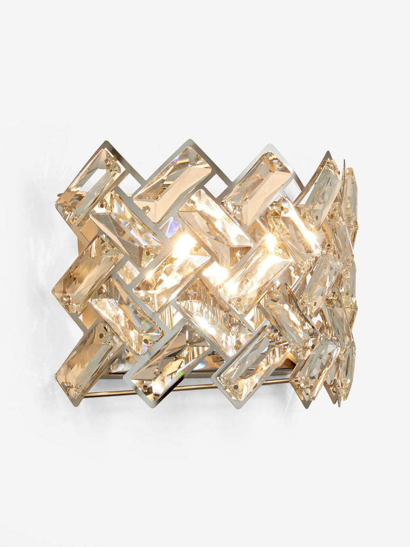 Chrome Wentworth wall light with glass crystals, UK version