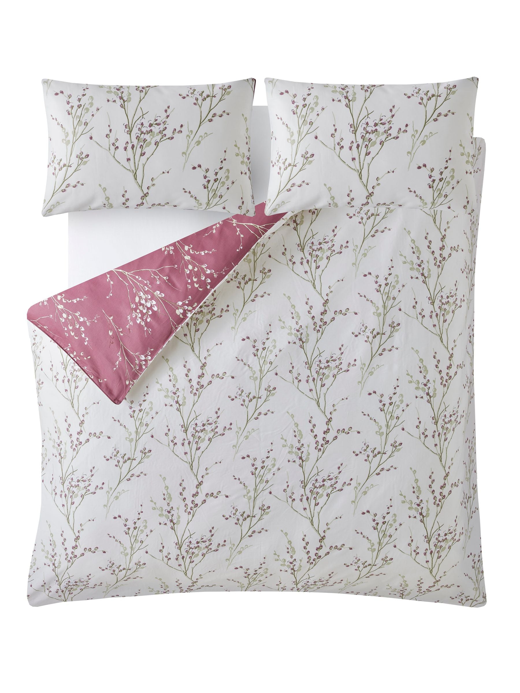 Laura Ashley reversible sateen duvet cover set in Purple Plum Pussy Willow, UK version