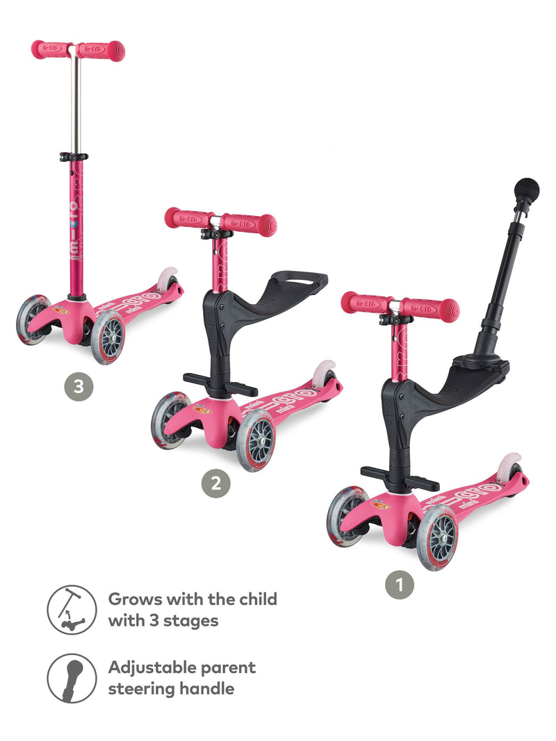 Micro Scooters pink mini ride-on scooter 3-in-1 - British product
