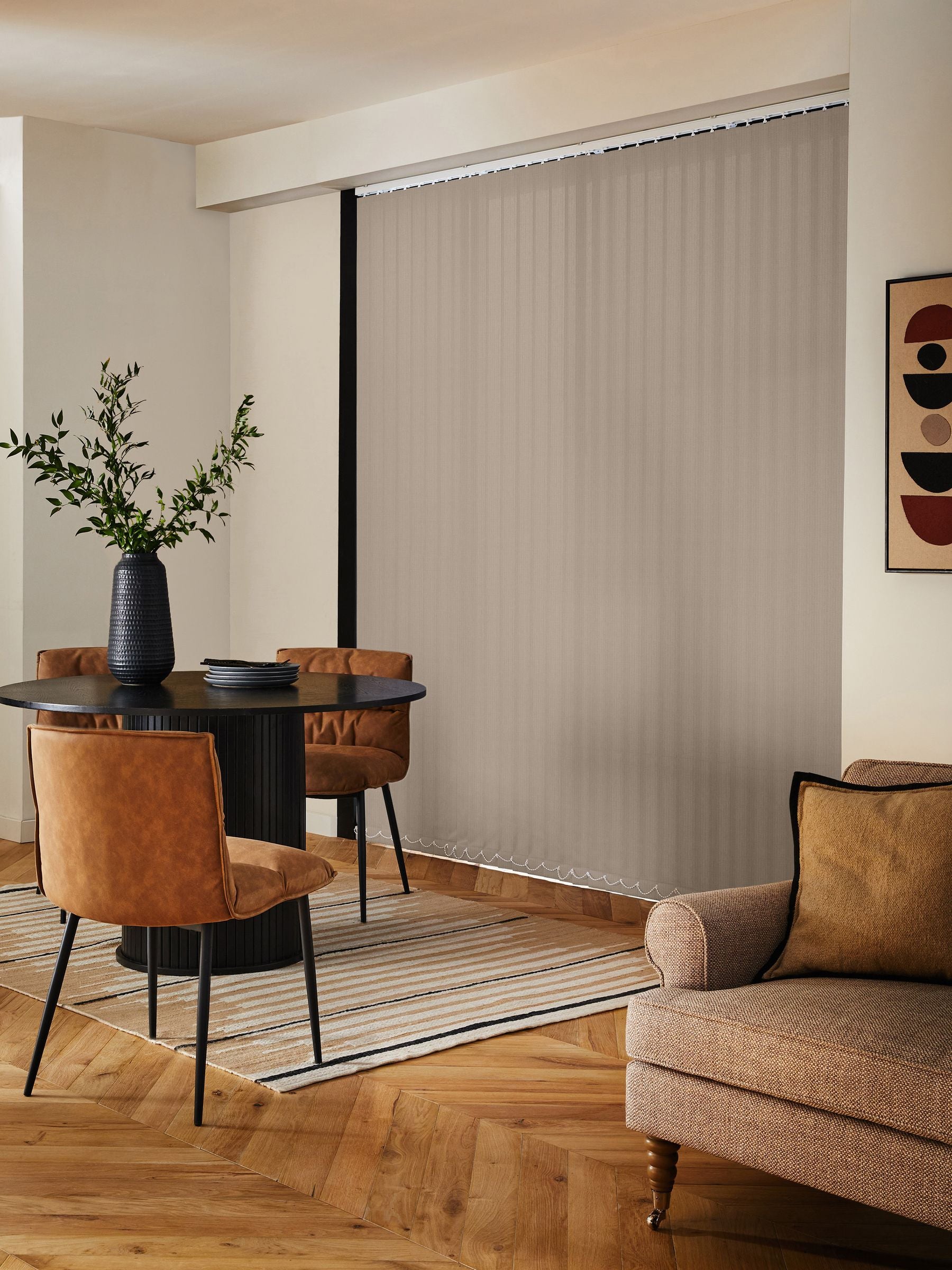 Natural Ram blackout vertical blind made to measure, UK version