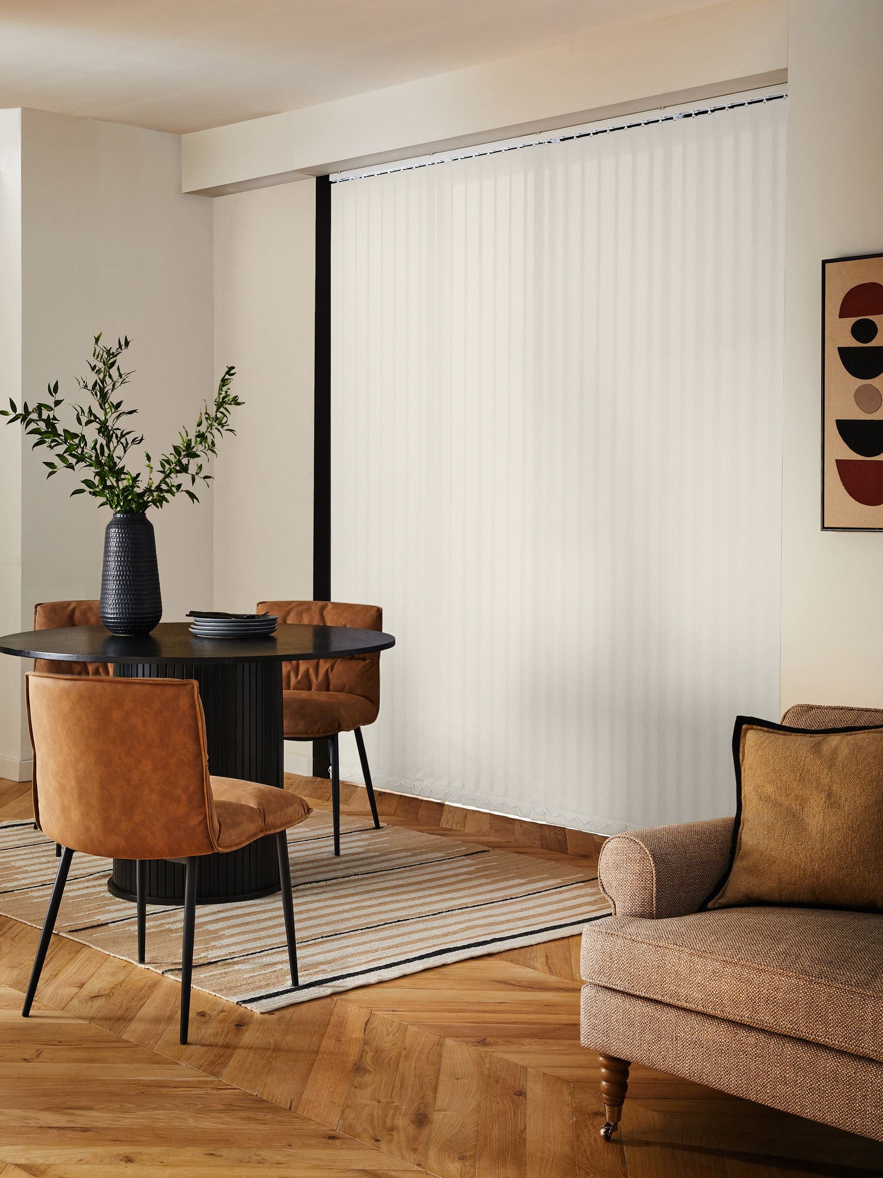 Krug cream made to measure vertical blinds, imported from the UK