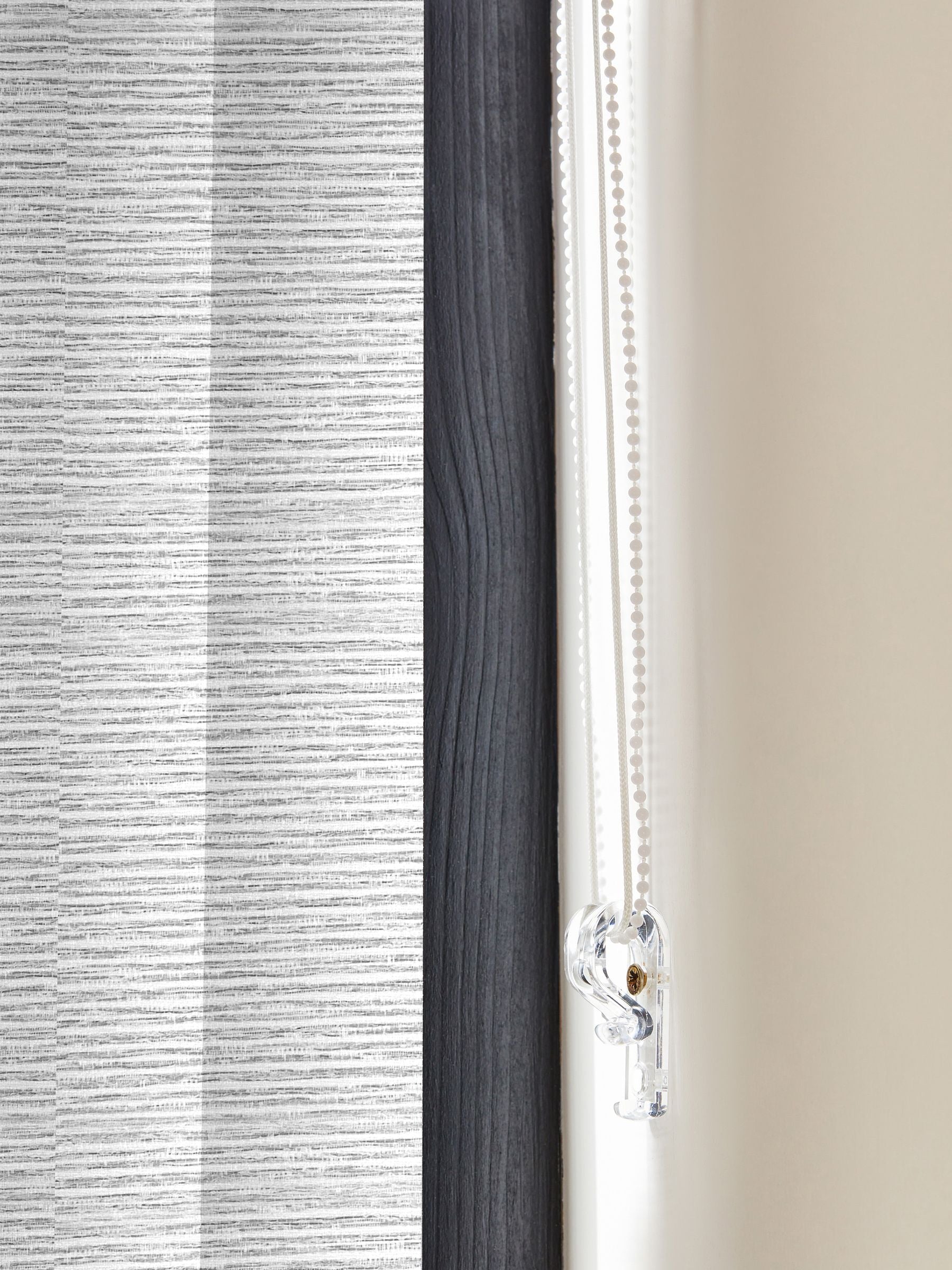 Grey Sether blackout vertical blind, imported from the UK