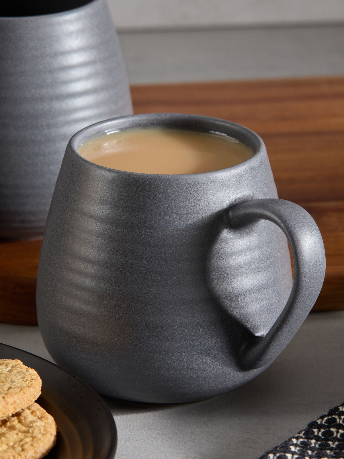 Set aus 4 anthrazitgrauen Kya-Bechern