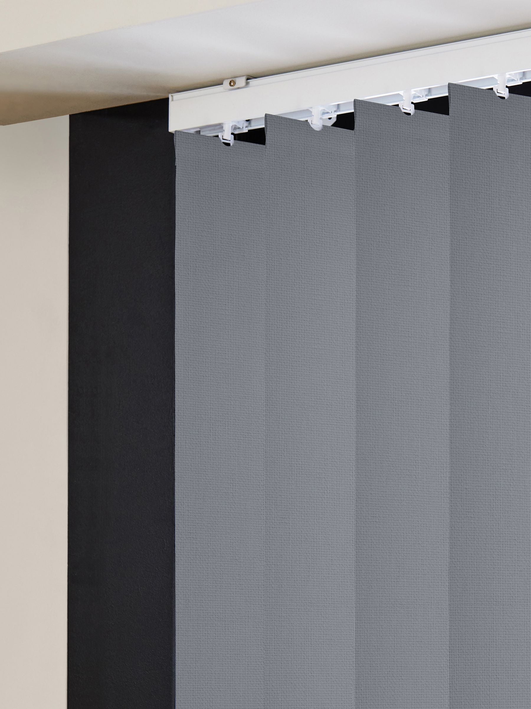 Grey Leo made to measure vertical blinds in grey polyester (British brand)
