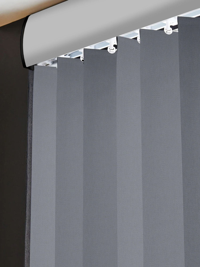 Grey Leo made to measure vertical blinds in grey polyester (British brand)