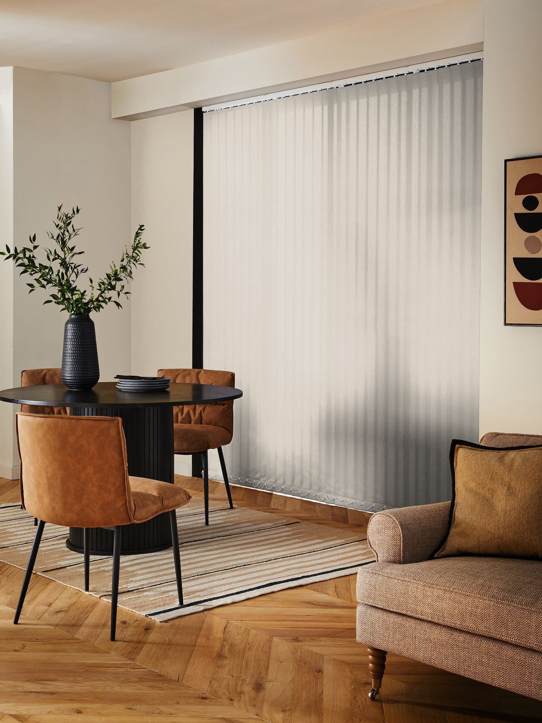 Cream Leo vertical blinds made to measure - British product