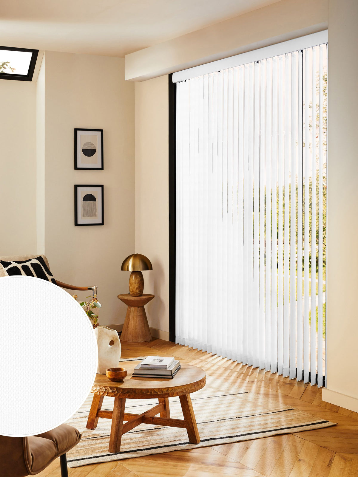 White Picce blackout vertical blinds made to measure - British product