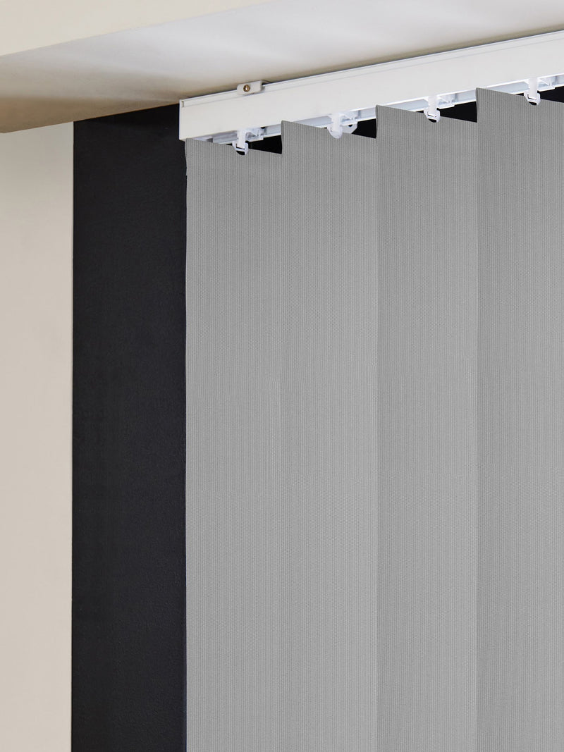 Grey Picce blackout vertical blinds made to measure, imported from the UK