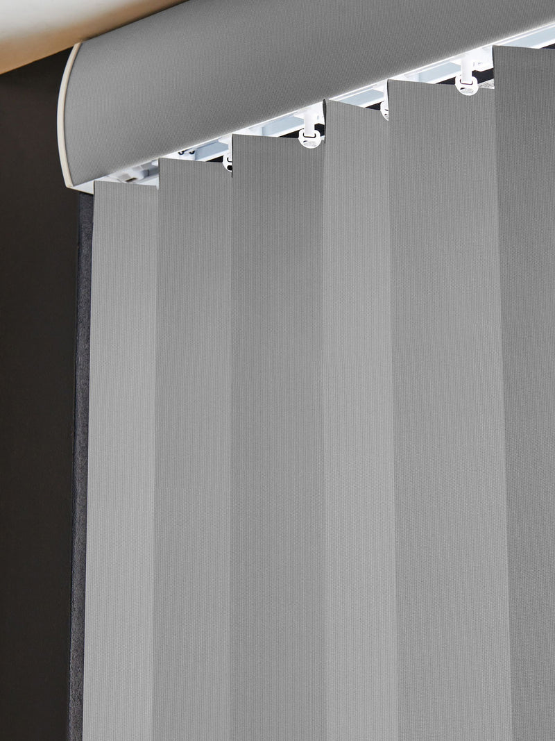 Grey Picce blackout vertical blinds made to measure, imported from the UK
