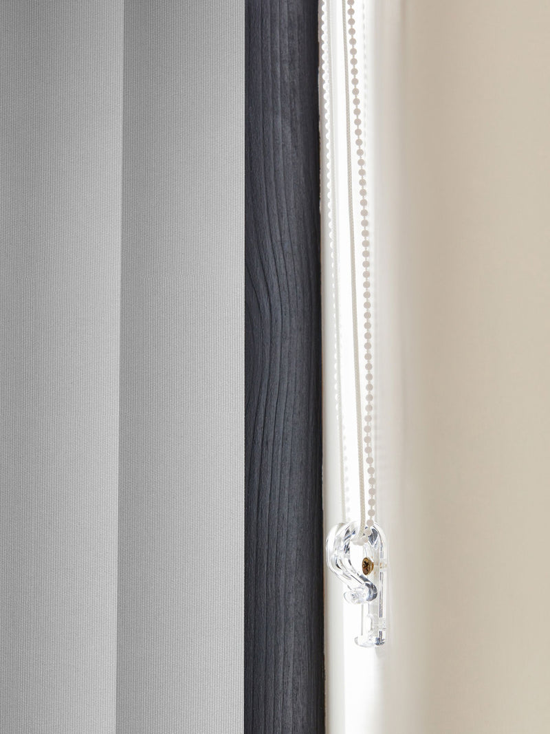 Grey Picce blackout vertical blinds made to measure, imported from the UK