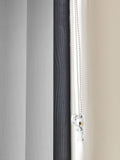 Grey Picce blackout vertical blinds made to measure, imported from the UK