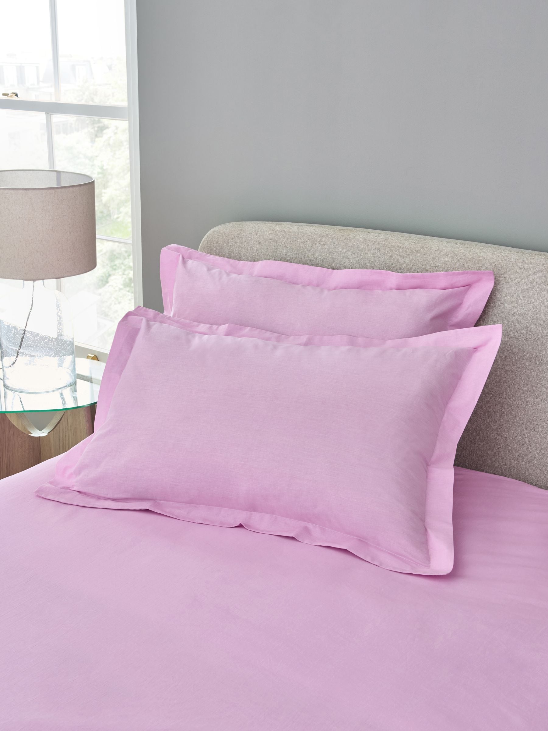 Set of 2 Pink 100% Cotton Pillowcases