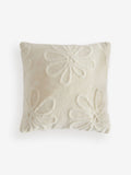Cream faux fur daisy cushion 50x50cm, imported from the UK