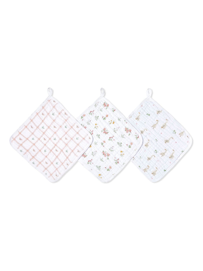 aden + anais pink country floral washcloth 3-pack (British brand)