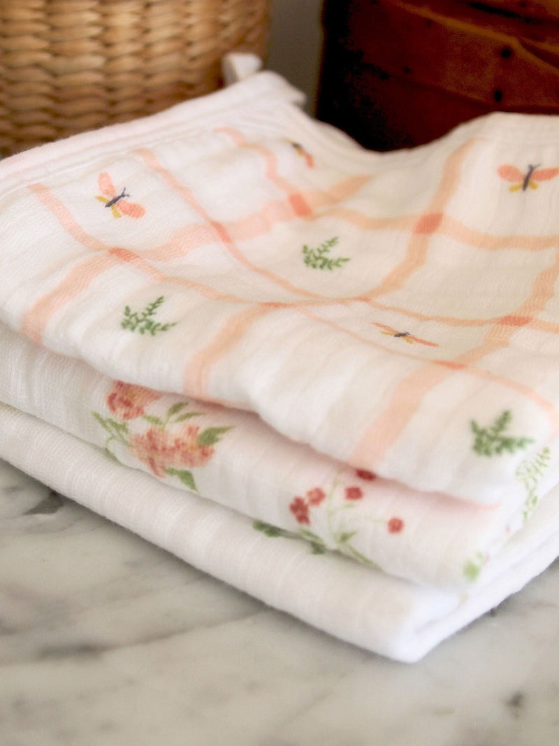 aden + anais pink country floral washcloth 3-pack (British brand)