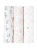 aden + anais baby muslin blankets pink floral print 3 pack, imported from the UK
