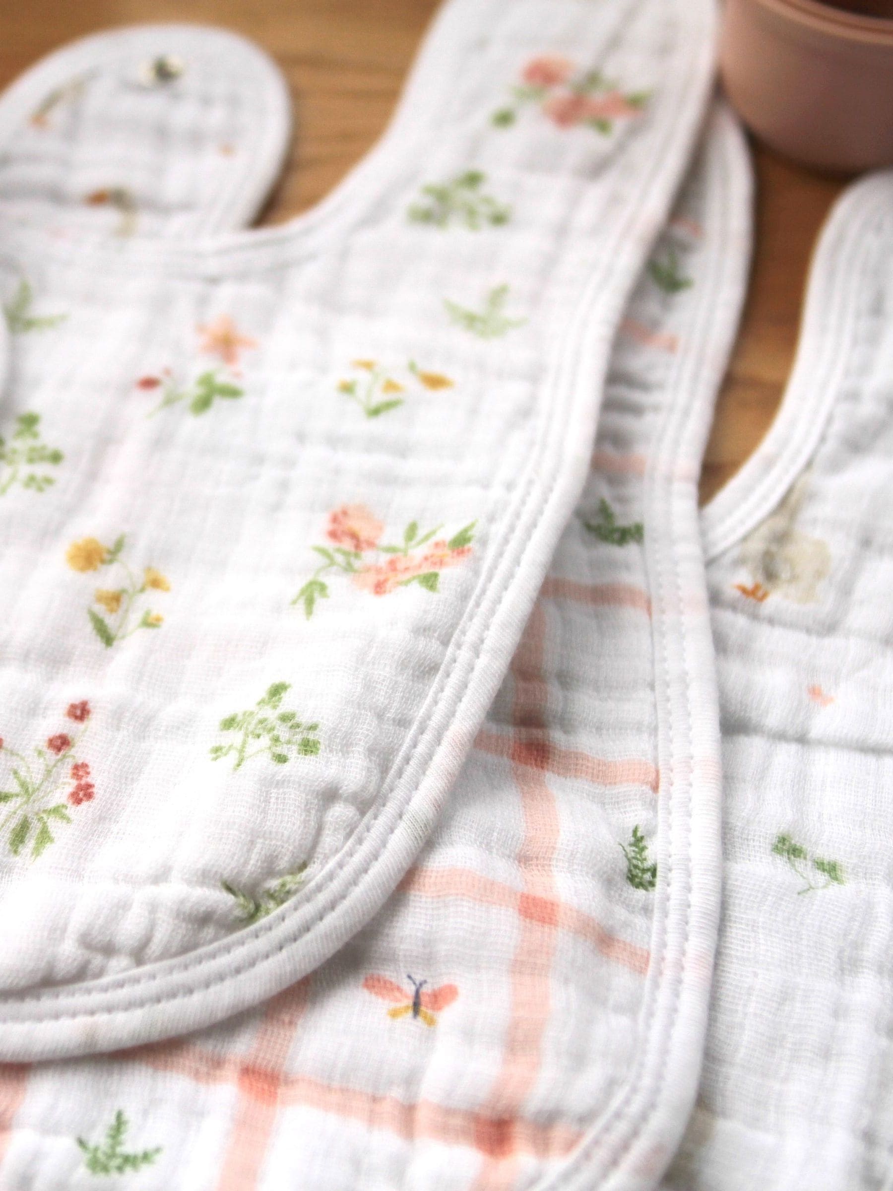aden + anais pink floral muslin baby snap bibs 3 pack - British product