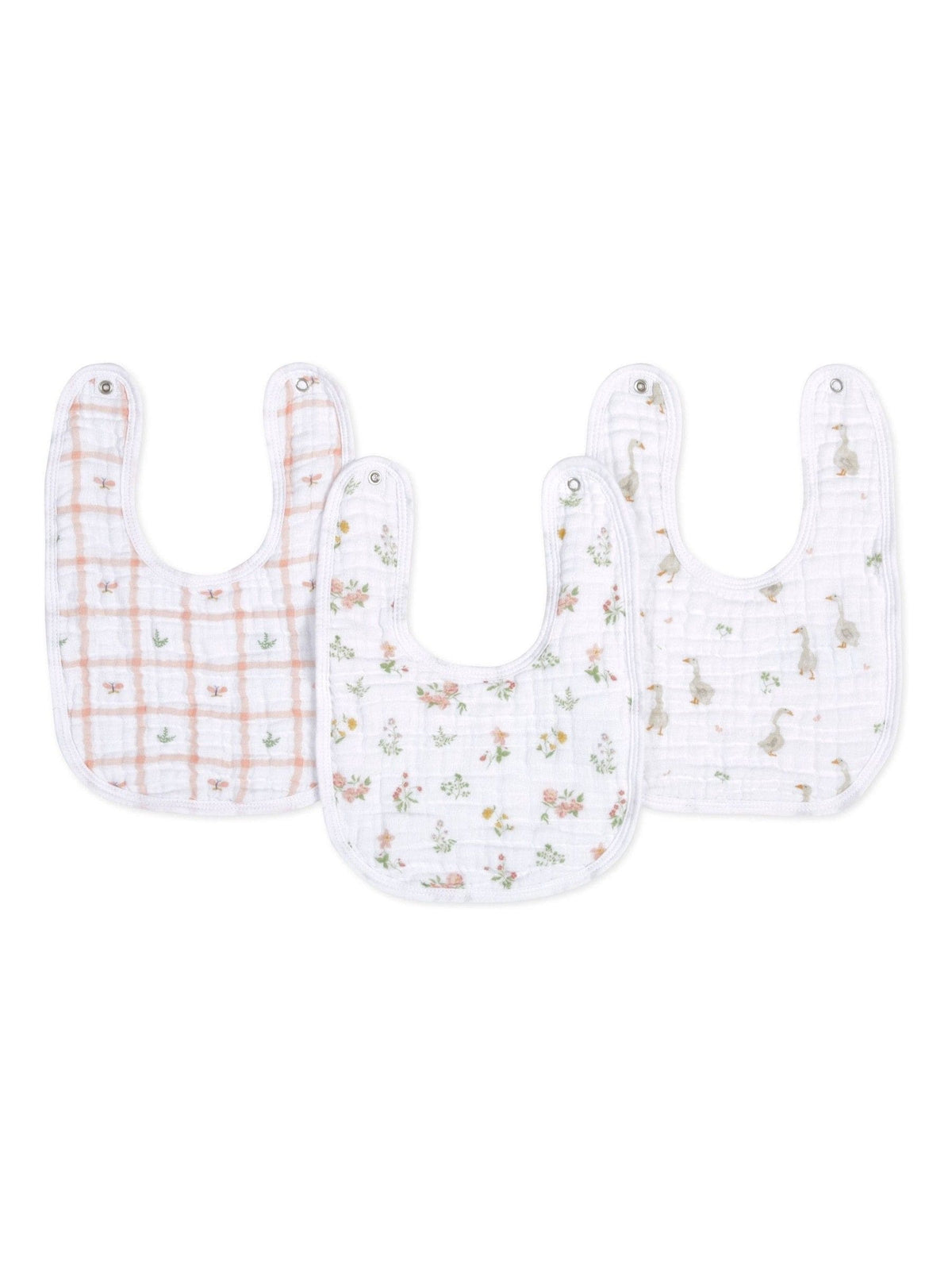 aden + anais pink floral muslin baby snap bibs 3 pack - British product