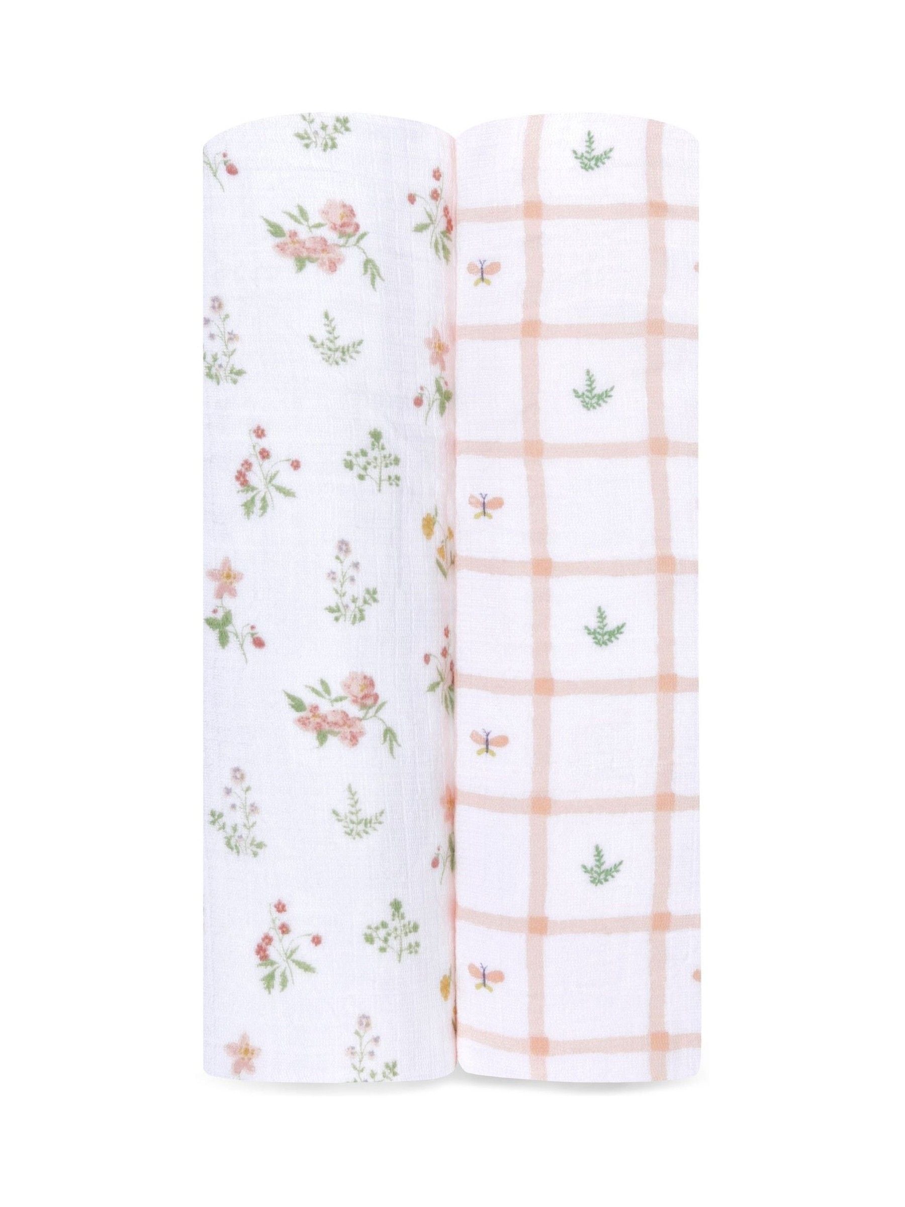 aden + anais muslin baby blanket pink country floral 2 pack - British product