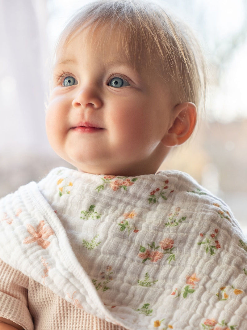 aden + anais baby burpy bib pink essentials country floral 57cm, imported from the UK