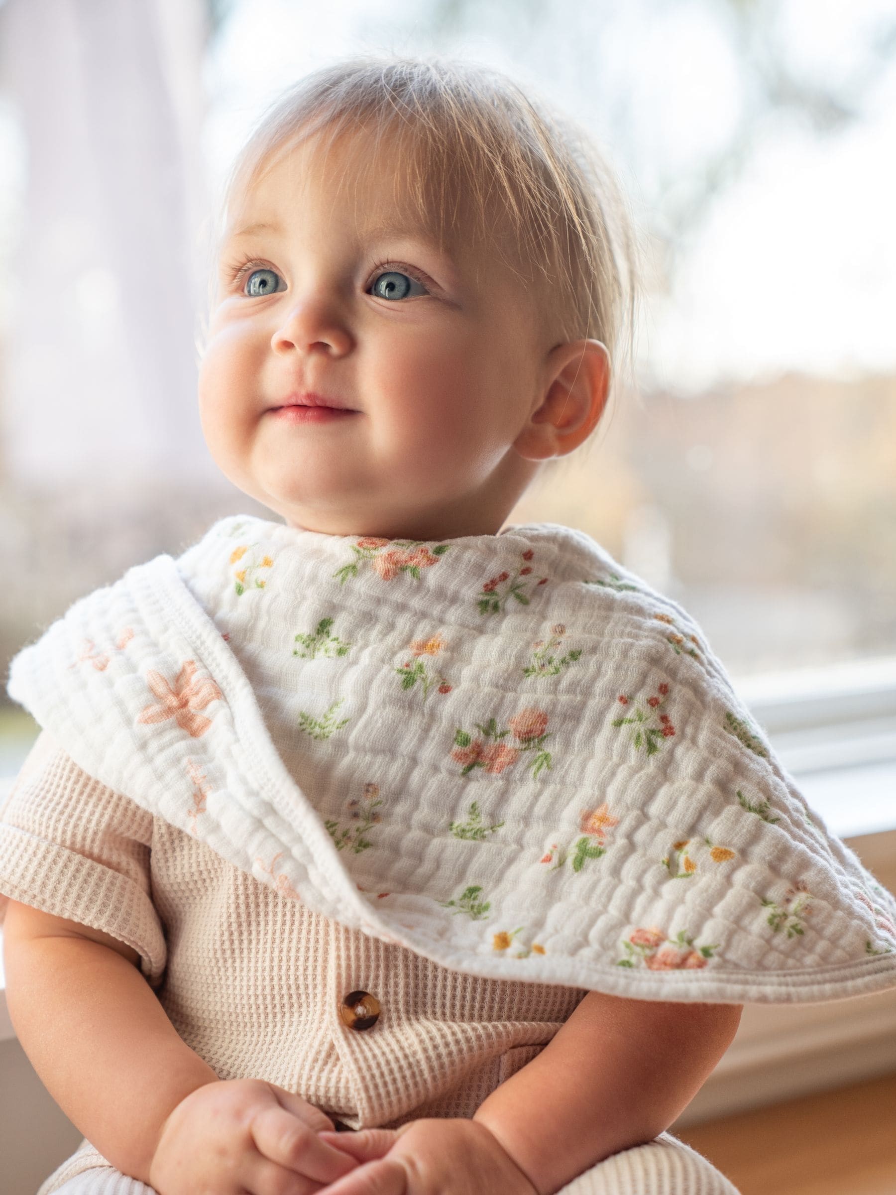 aden + anais baby burpy bib pink essentials country floral 57cm, imported from the UK