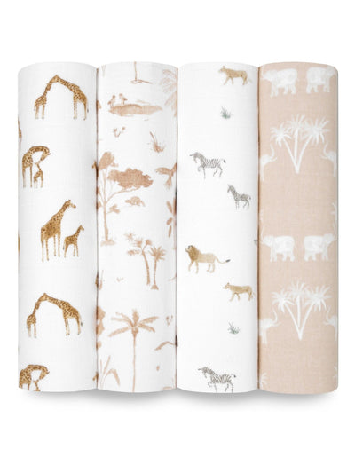 Next Aden + Anais White Safari Dream Muslin Blankets 4 Pack (120cm x 120cm)- Buy online at McGrocer
